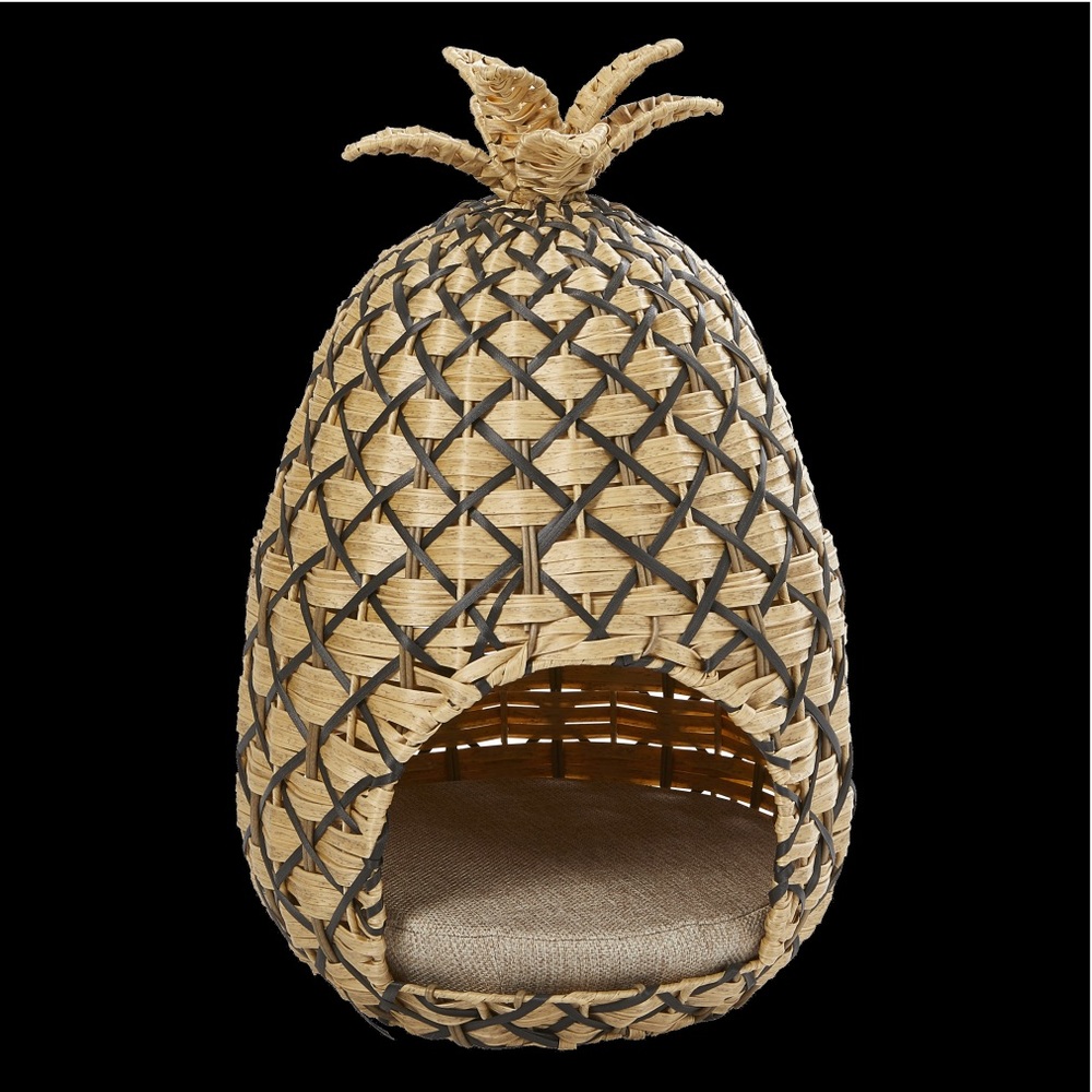 SOLD!!! Boho Faux Rattan Pineapple Pet Hut